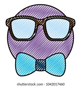 emoticon glasses and bow tie retro style