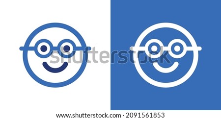 Emoticon with glasses icon vector illustration. Nerdy face emoji