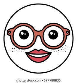 emoticon with glasses kawaii character