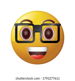 emoticon with glasses on white background vector illustration design