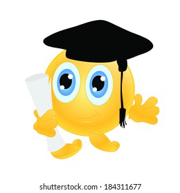 emoticon with graduation cap and scroll