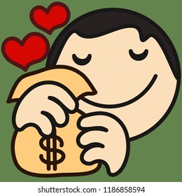 Greed Emoji Icon Images Stock Photos Vectors Shutterstock - an emoji with dollar eyes showing greed emoticon with greedy man surrounded by flying heart symbols that really loves is hugging his