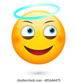  Emoticon with halo. Isolated vector illustration on white background