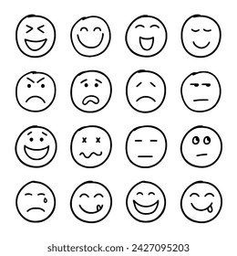 conjunto de iconos dibujados a mano de emoticono