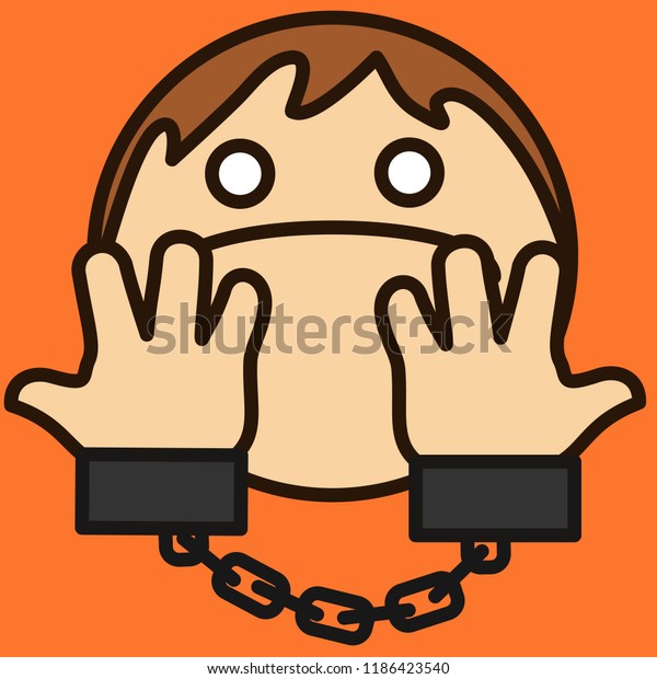 Emoticon Handcuffed Man That Showing His Stock Vector (Royalty Free