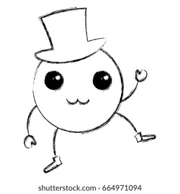 emoticon with hat kawaii character icon