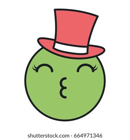 emoticon with hat kawaii character icon