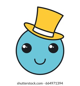 emoticon with hat kawaii character icon