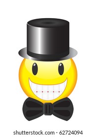 emoticon with hat and tie