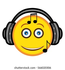 Smiley Headphones Realistic Icons Collection Professional Stock Vector ...