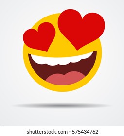 Emoticon Heart In The Eyes  In A Flat Design