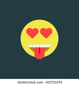emoticon with heart eyes. smiling face with heart-shaped eyes showing tongue