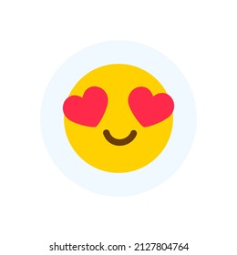 Emoticon con ojos de corazón para ui de medios sociales. En la reacción de amor. Ilustración vectorial aislada en un fondo oscuro