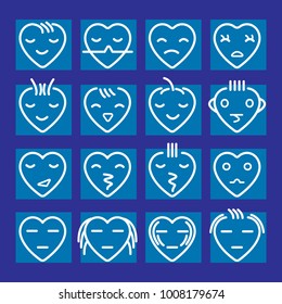 emoticon heart icon set, vector hearts set