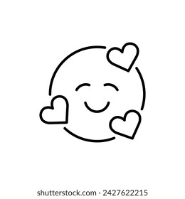 Emoticon mit Herz-Ikone Vektor-Illustration. Emoji in der Liebe auf isoliertem Hintergrund. Love Smile Gesichtsschild Konzept.