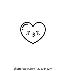 Emoticon Heart Line Icon Template