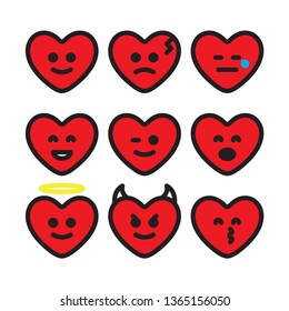 Emoticon hearts set