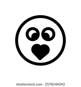 Emoticon with a heart-shaped mouth, symbolizing love, affection, and warmth. Often used to express feelings of love, admiration, or deep fondness in digital conversations.