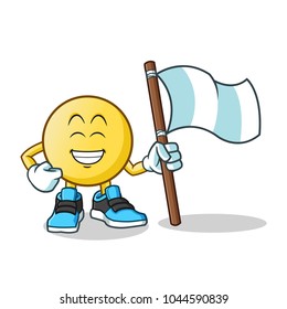 emoticon holding flag mascot vector cartoon illustration