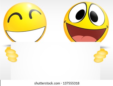 Emoticon holding a paper sign