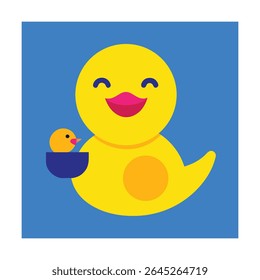 Emoticon Holding a Tiny Duck with Smile