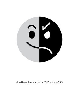 Emoticon icon of a Bipolar symptom, Vector and Illustration.