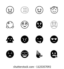 Emoticon icon. collection of 16 emoticon filled and outline icons such as emot in sun glasses, crying emot, ghost. editable emoticon icons for web and mobile.