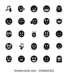 Emoticon icon. collection of 25 emoticon filled icons such as laughing emot, smiling emot, emoji showing tongue, dollar smiley. editable emoticon icons for web and mobile.