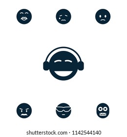 Emoticon icon. collection of 7 emoticon filled icons such as crying emot, sad emot, emoji. editable emoticon icons for web and mobile.
