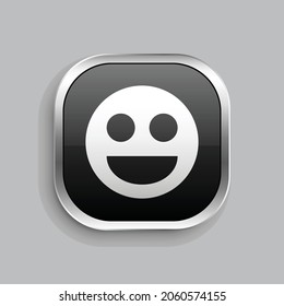 emoticon icon design. Glossy Button style rounded rectangle isolated on gray background.. Vector illustration