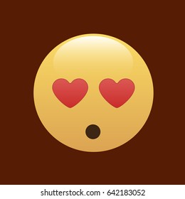 Emoticon, icon, emoji isolated on brown background.