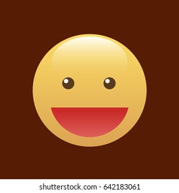 Emoticon, icon, emoji isolated on brown background.