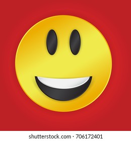 Emoticon, icon, emoji  on red  background. vector illustration

