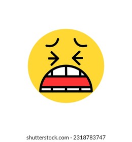 Icono emoticono de cara dolorosa, vector e ilustración.