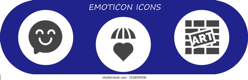 emoticon icon set. 3 filled emoticon icons.  Collection Of - Happy, Emotions, Graffiti icons
