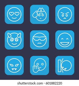 emoticon icon. Set of 9 outline emoticon icons such as laughing emot