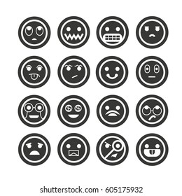 emoticon icon set in circle buttons