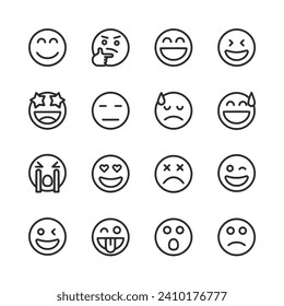 Emoticon icon set isolated on white