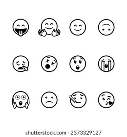 emoticon icon set over white background, line style, vector illustration