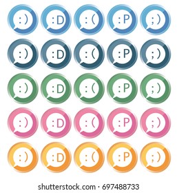 Emoticon Icon set round shape type / Vector image of Internet material 25 type