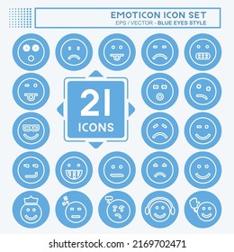 Emoticon Icon Set. suitable for Education symbol. blue eyes style. simple design editable. design template vector. simple symbol illustration