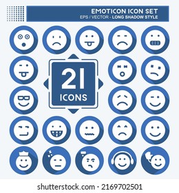 Emoticon Icon Set. suitable for Education symbol. long shadow style. simple design editable. design template vector. simple symbol illustration