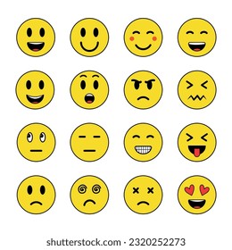 Diseño de vectores de conjuntos de iconos emoticonos.
