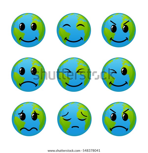 Emoticon Icon Set World Face Vector Stock Vector (Royalty Free) 548378041
