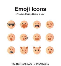 Emoticon icons, cute expressions, set of premium emoji icons