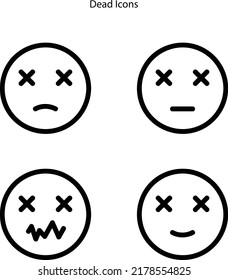 Emoticon Icons Dead X Eyes Head Stock Vector (Royalty Free) 2178554825 ...