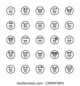 emoticon icons line circle shape