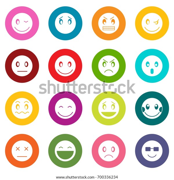 Emoticon Icons Many Colors Set Isolated Stock Vector (Royalty Free ...