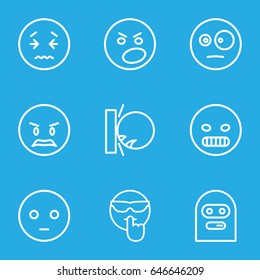 Emoticon icons set. set of 9 emoticon outline icons such as sad emot