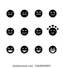 emoticon icons set over white background, silhouette style, vector illustration